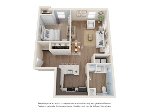 1 Bed 1 Bath ADA Floor Plan at Atlantic Pointe, Brunswick, 04011